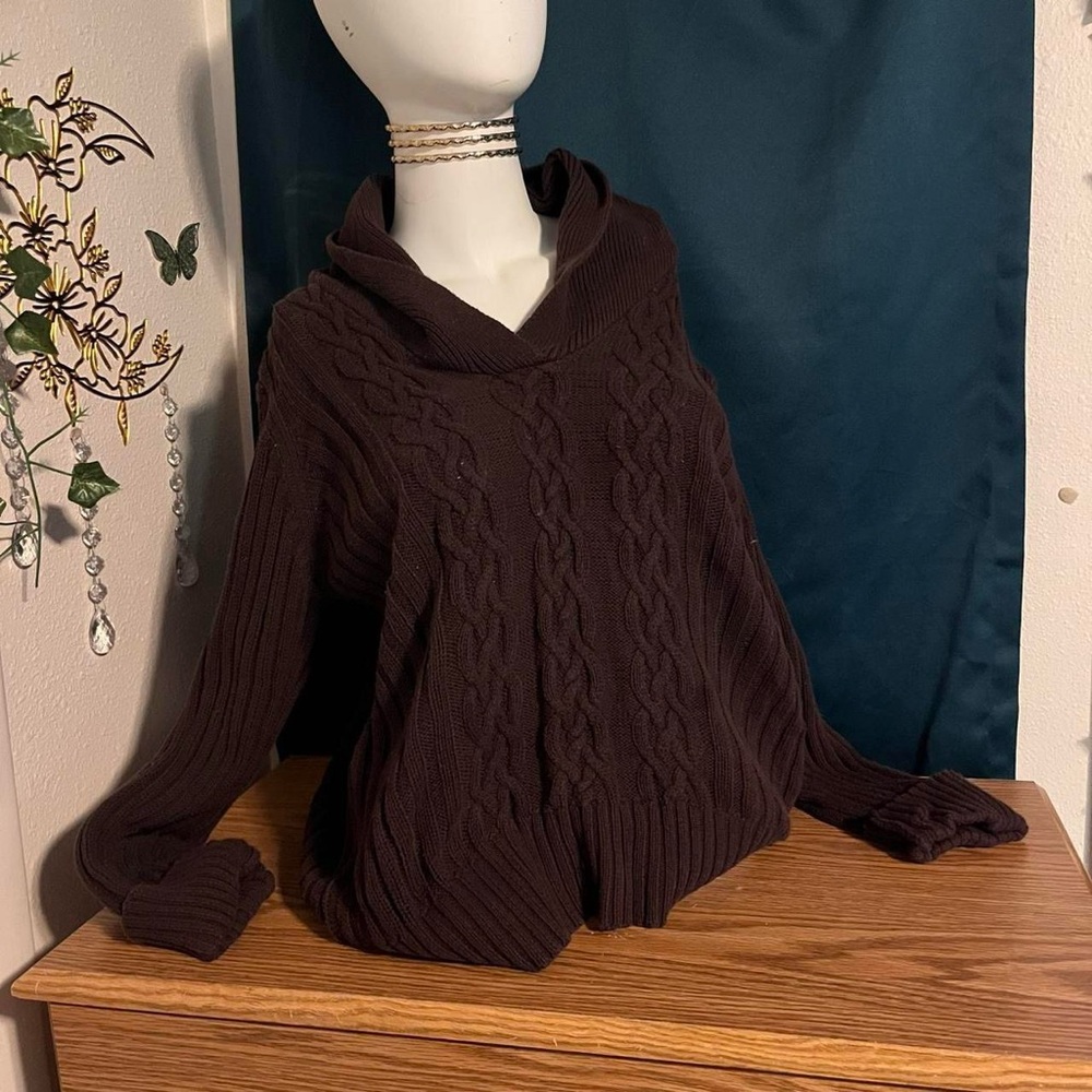 Faded Glory Dark Brown Cowl Neck Sweater
